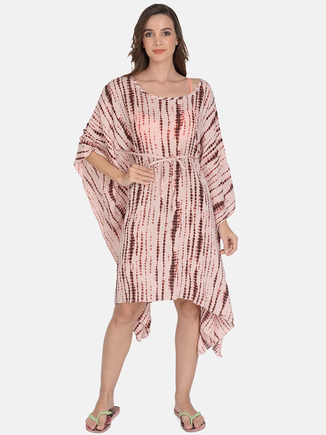 

mod & shy Women Printed Beachwear Cover-up Kaftan Dress, Peach