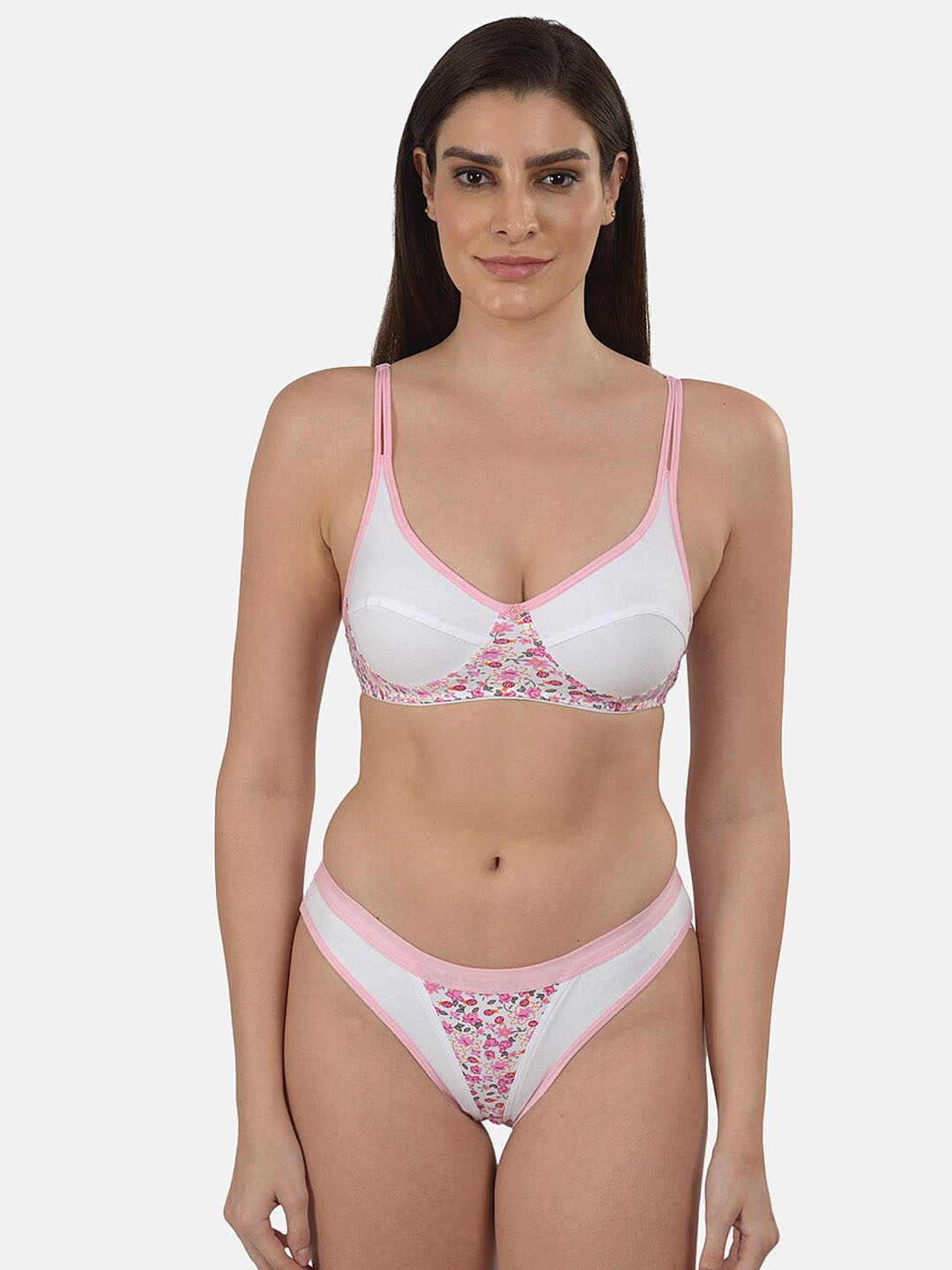 

mod & shy Women Pink & White Printed Lingerie Set