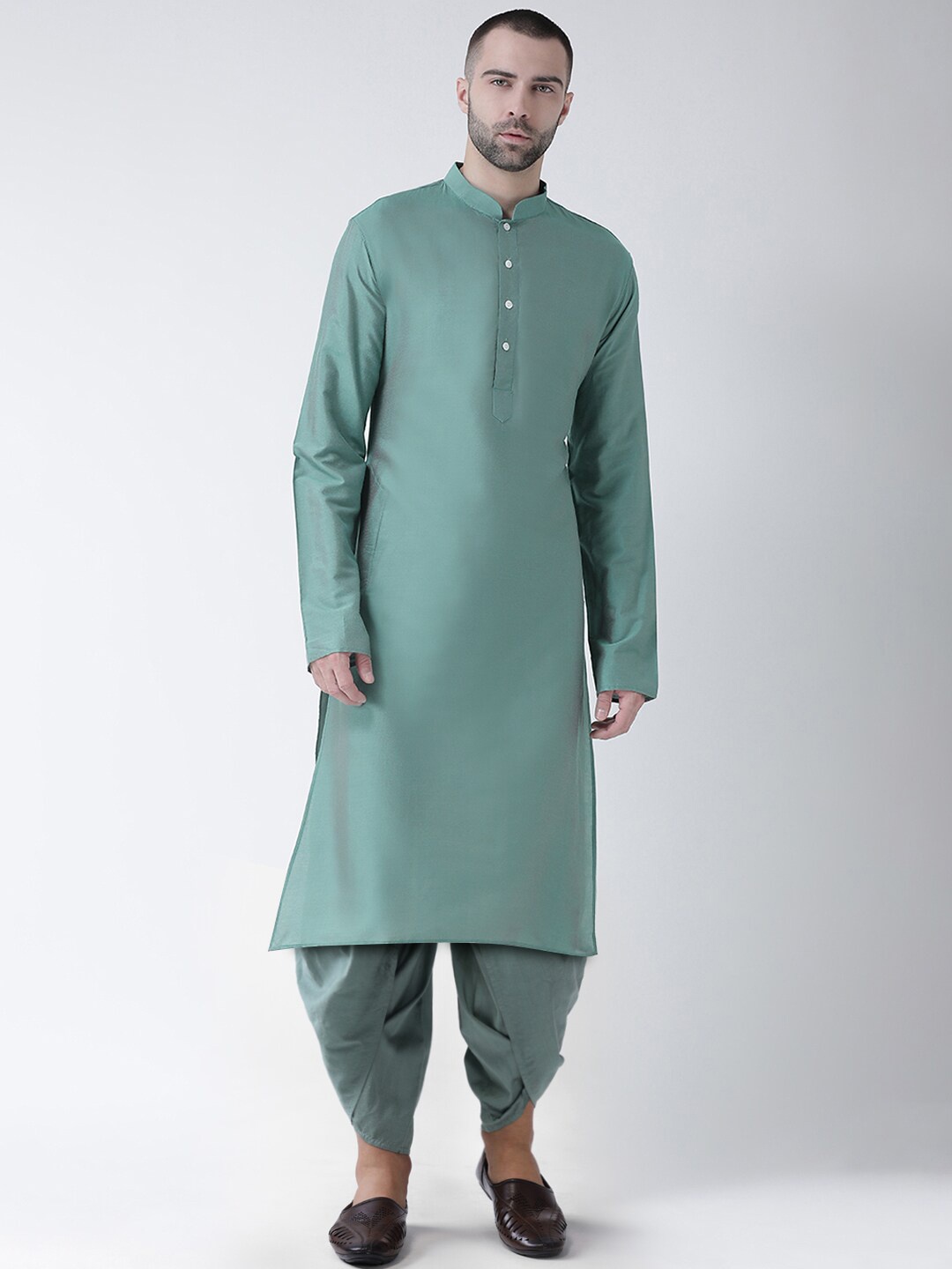 

KISAH Men Green Kurta with Dhoti Pants