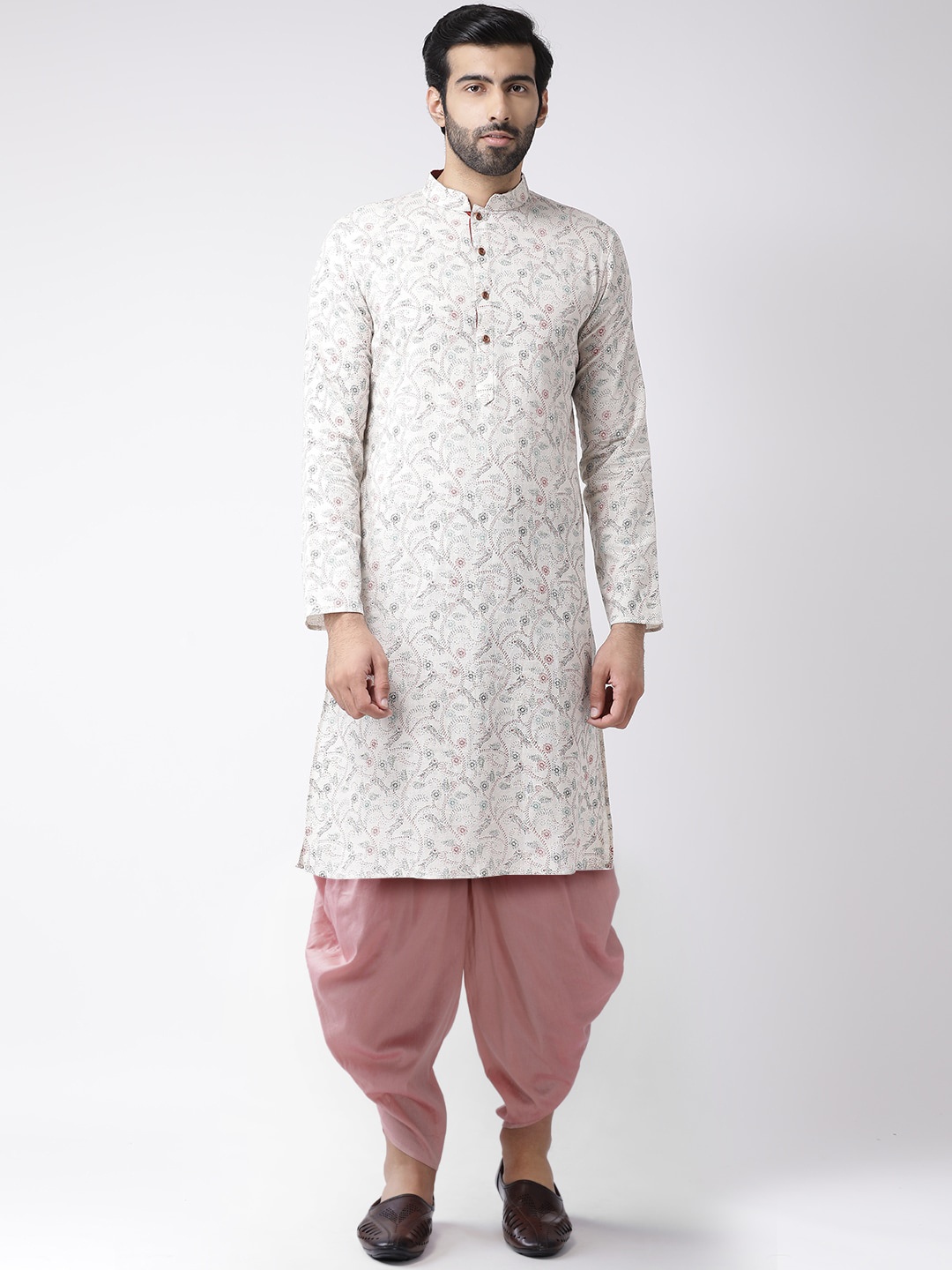 

KISAH Men White Ethnic Motifs Printed Kurta with Dhoti Pants