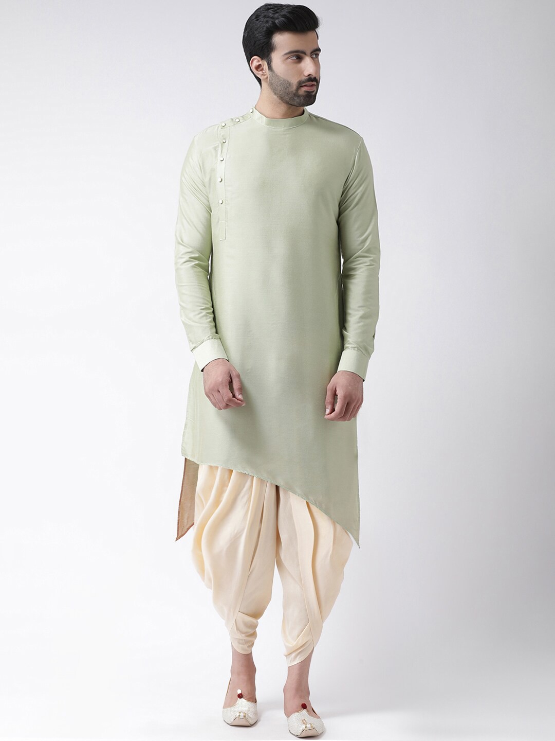

KISAH Men Green Kurta with Dhoti Pants