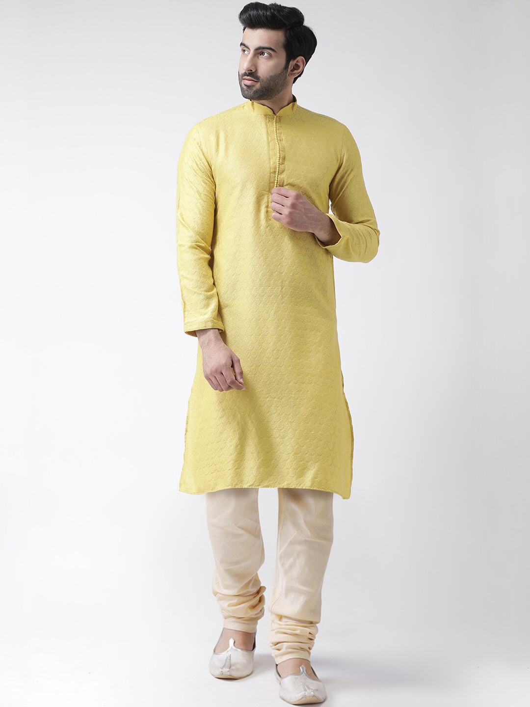 

KISAH Men Yellow Kurta with Churidar