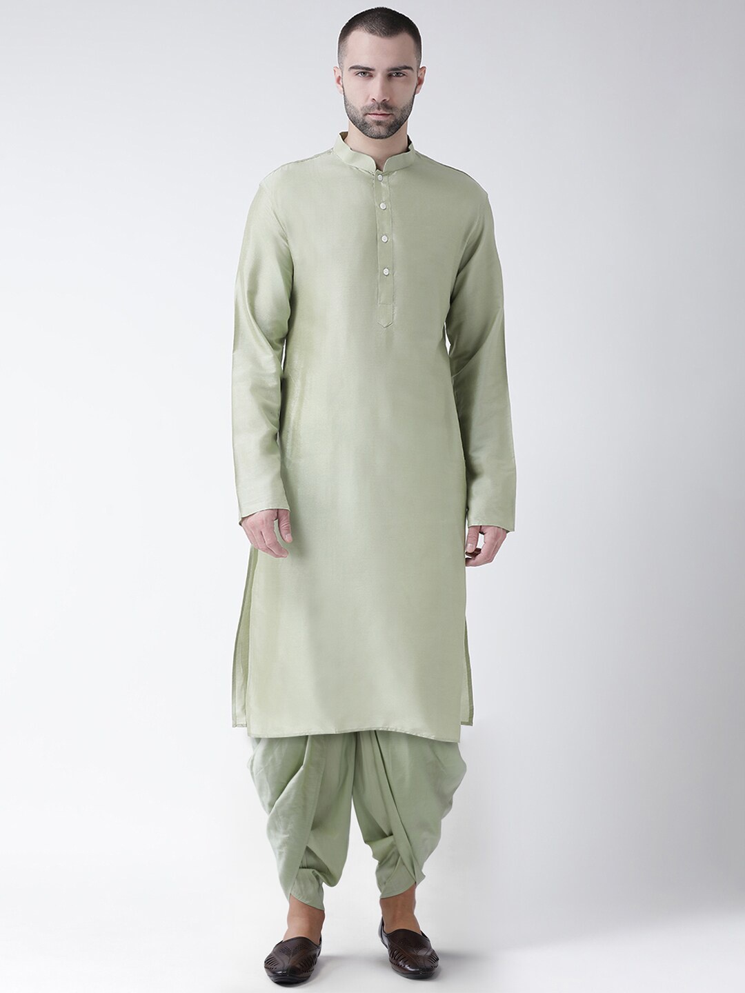 

KISAH Men Green Kurta with Dhoti Pant Set