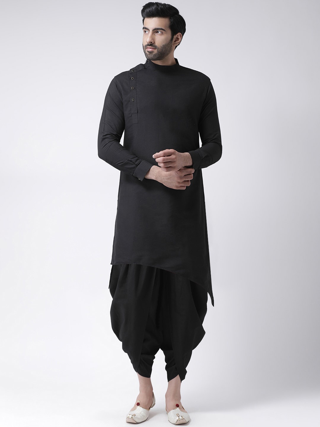 

KISAH Men Black Kurta with Dhoti Pants