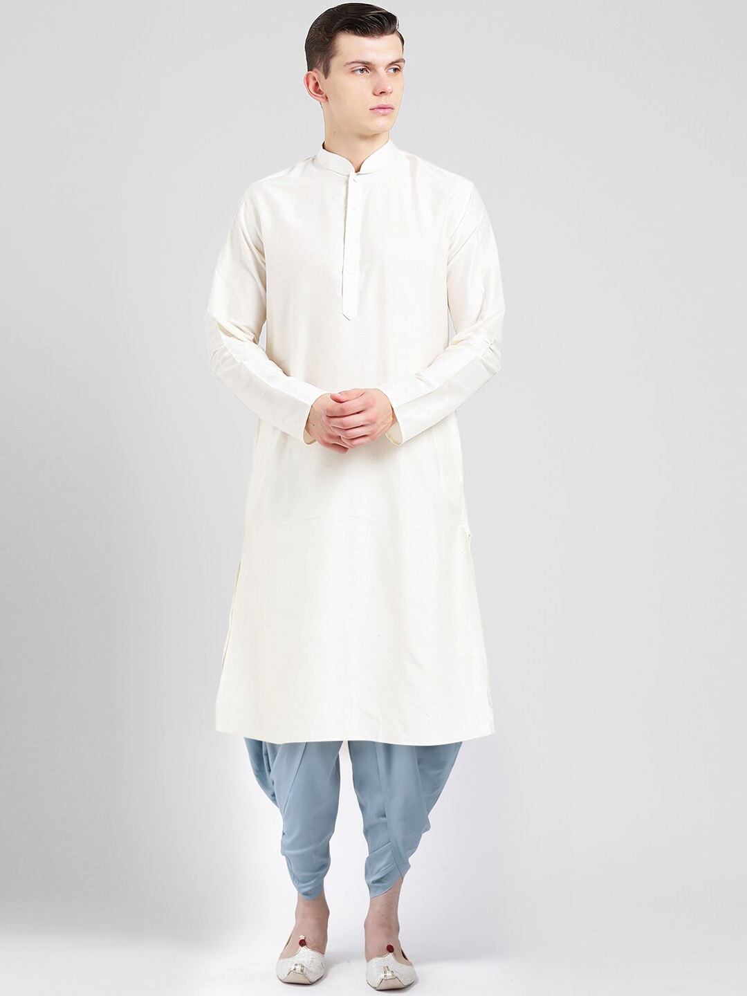 

KISAH Men Off White Solid Kurta with Dhoti Pants