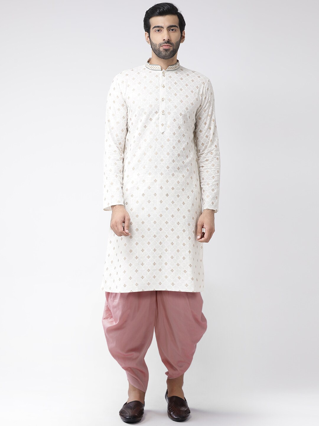 

KISAH Men White Ethnic Motifs Printed Kurta with Dhoti Pants