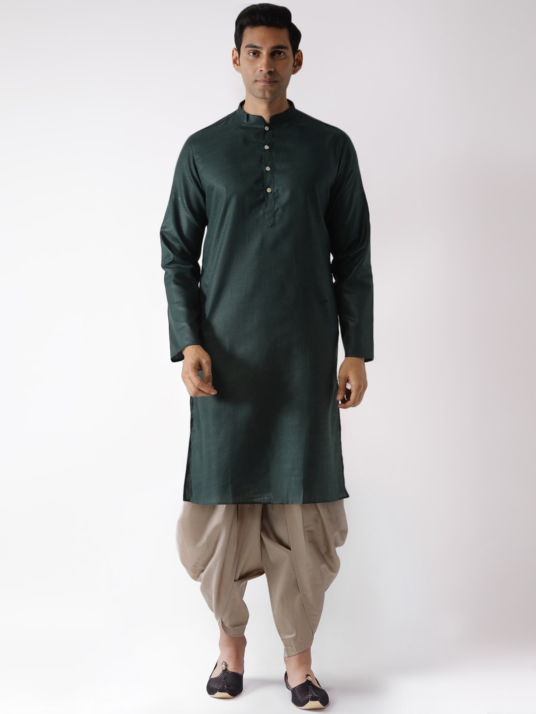 

KISAH Men Green Solid Straight Kurta With Dhoti Pants