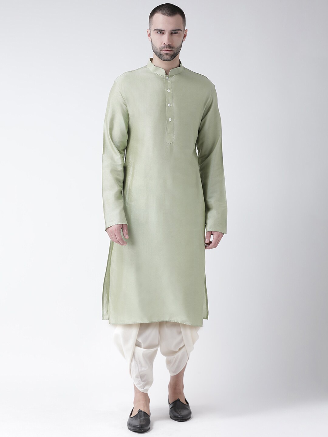 

KISAH Men Green Solid Kurta with Dhoti Pants