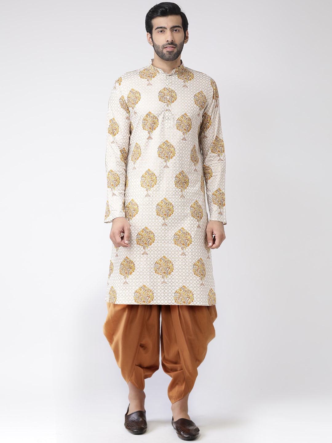 

KISAH Men White Ethnic Motifs Printed Straight Kurta with Dhoti Pants