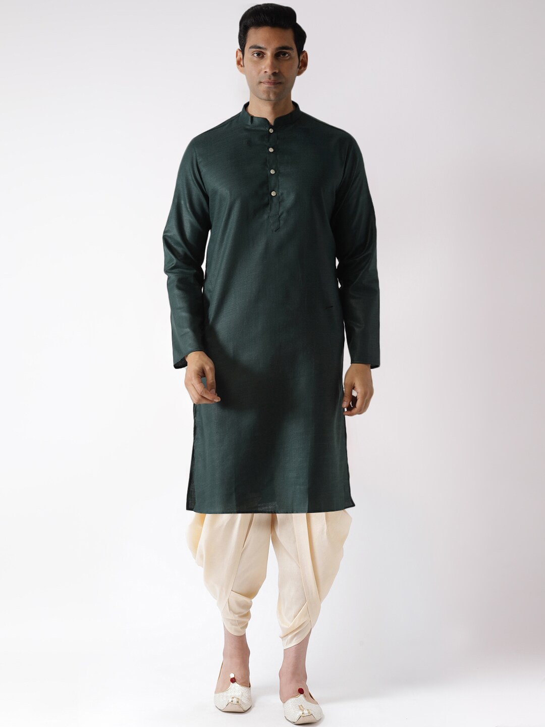 

KISAH Men Green Kurta with Dhoti Pants