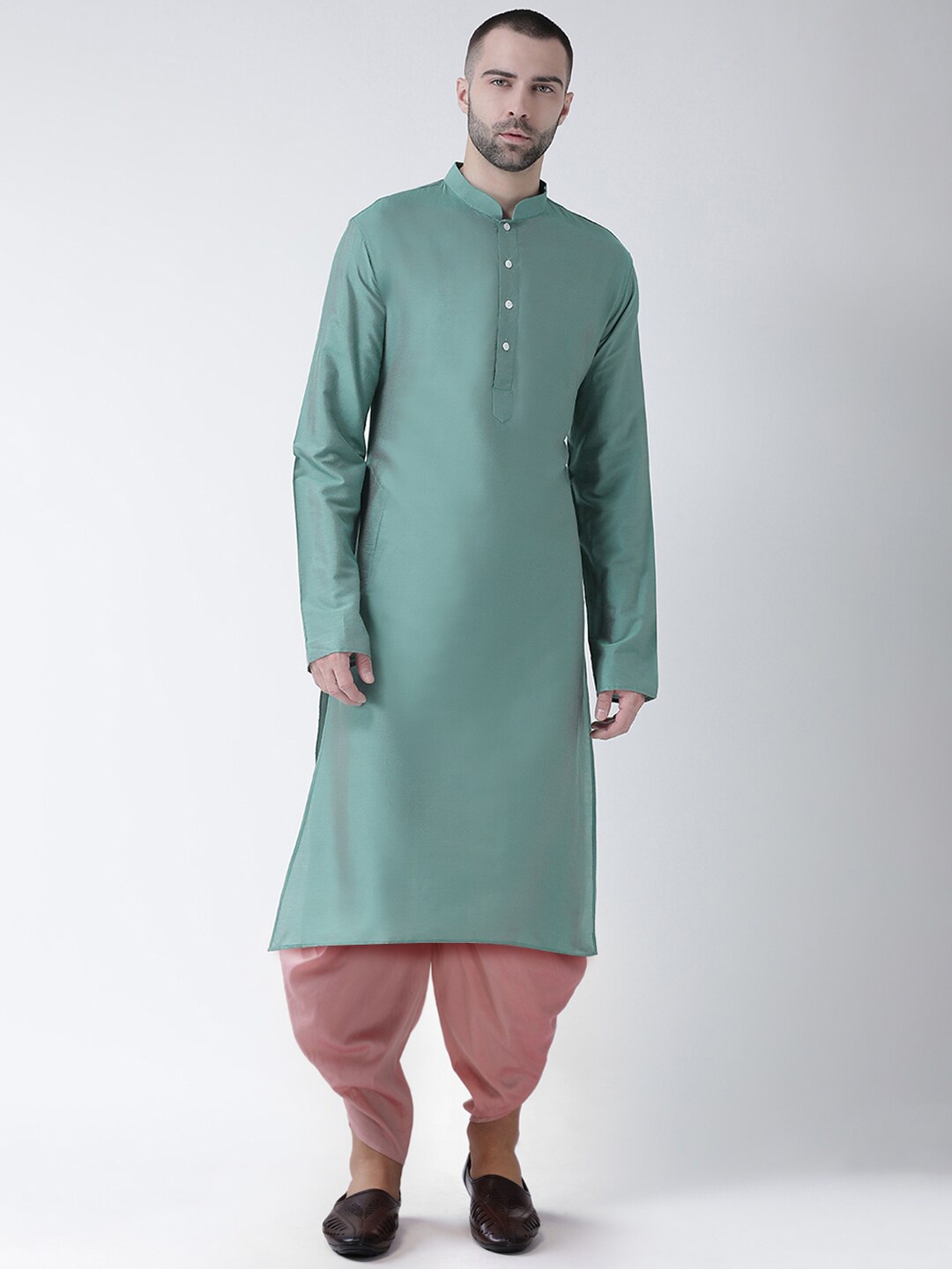 

KISAH Men Green Kurta with Dhoti Pants