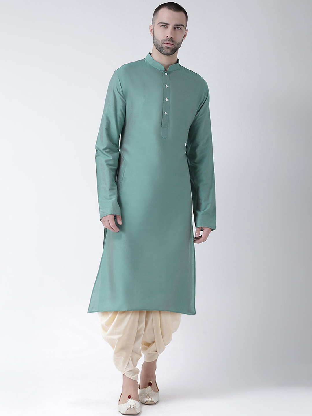 

KISAH Men Green Kurta with Dhoti Pants