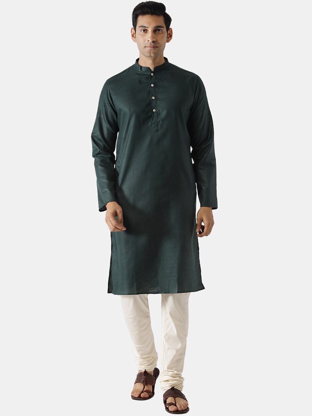 

KISAH Men Green Kurta with Churidar