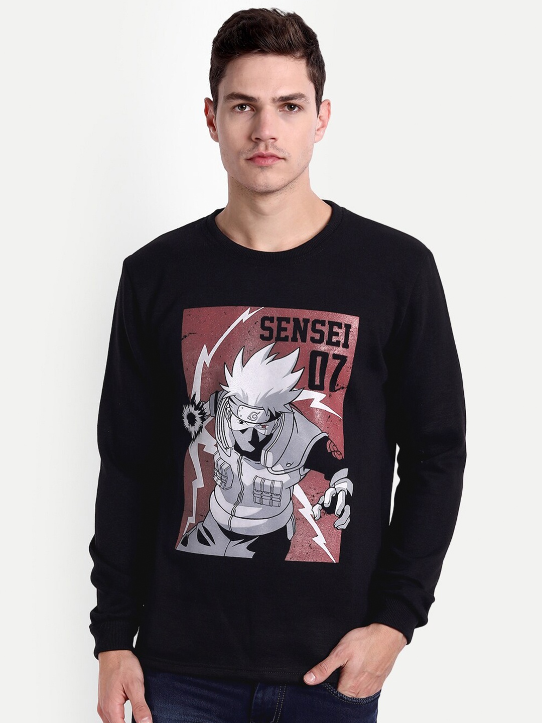 

COMICSENSE Men Black Printed Sweatshirt