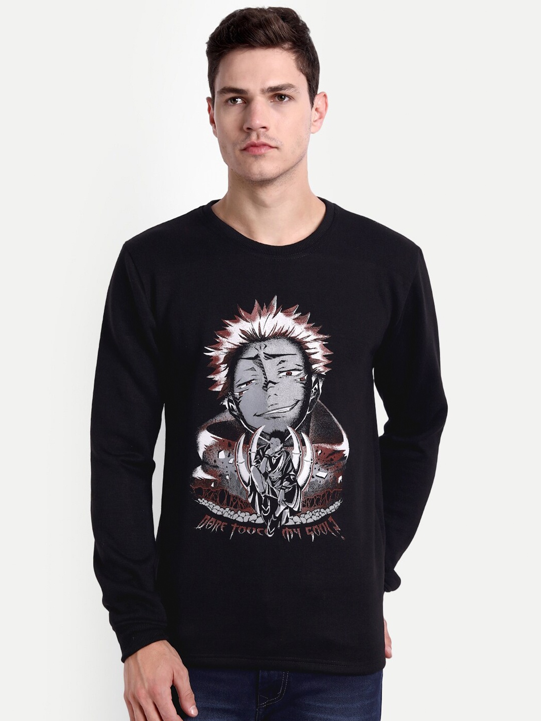

COMICSENSE Men Black Jujutsu Kaisen Printed Sweatshirt