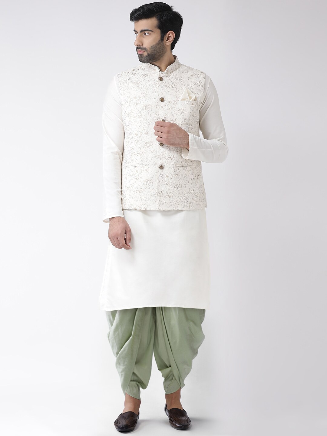 

KISAH Men White Kurta with Dhoti Pants
