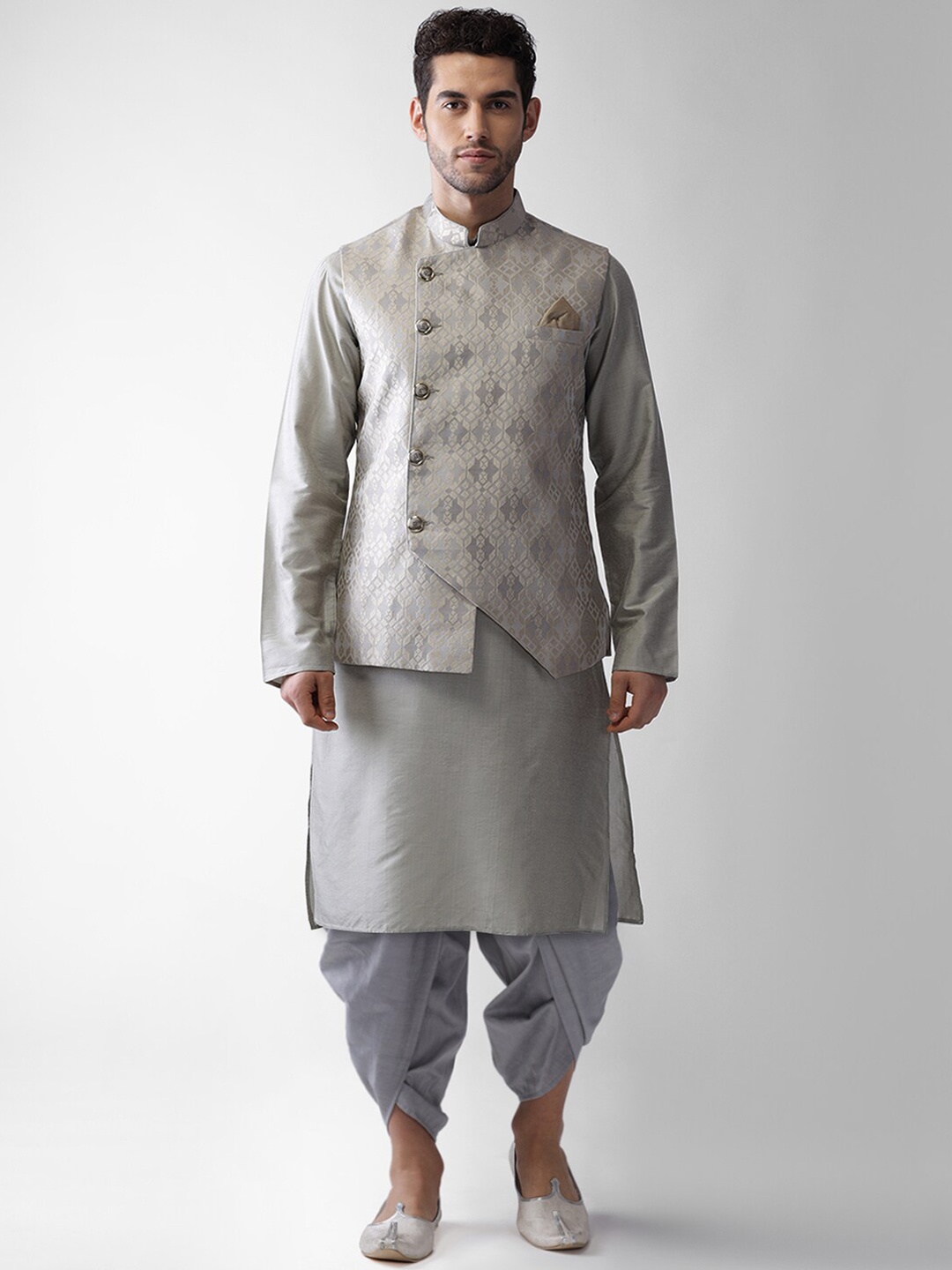 

KISAH Men Grey Kurta with Dhoti Pants