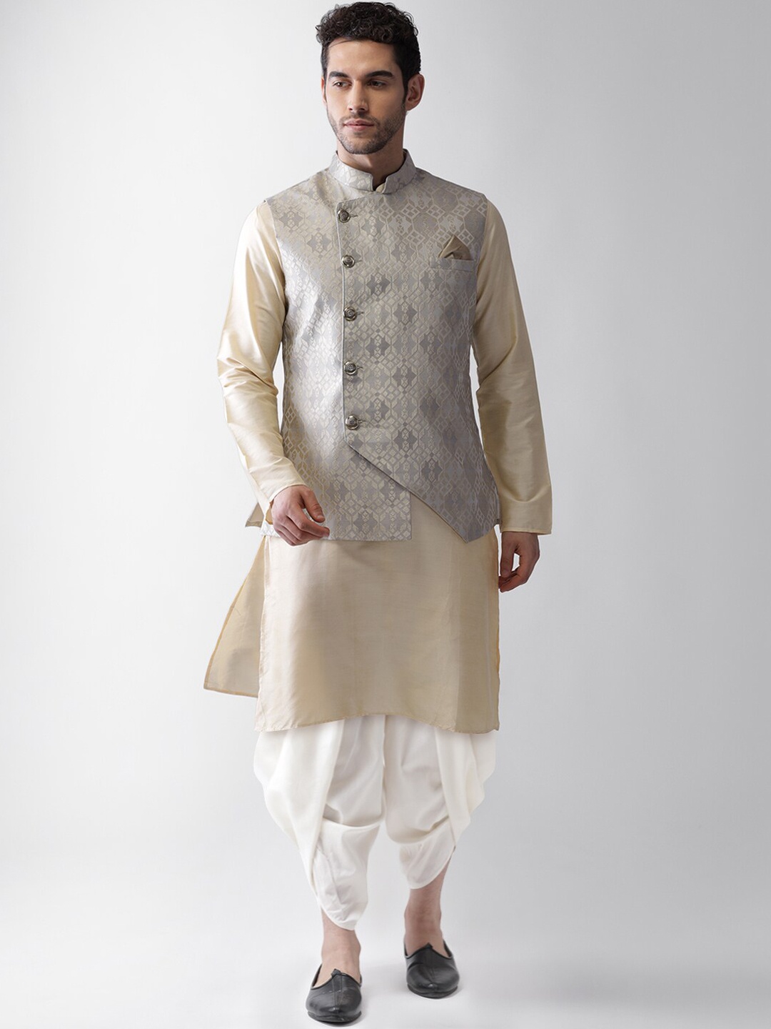

KISAH Men Grey Kurta with Dhoti Pants