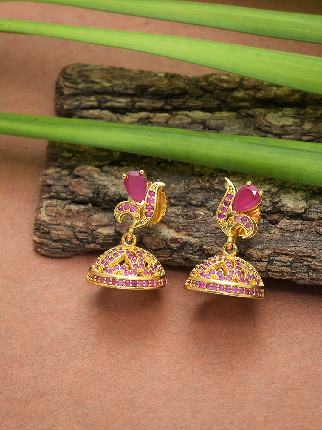 

Voylla Gold-Plated Contemporary Jhumkas Earrings