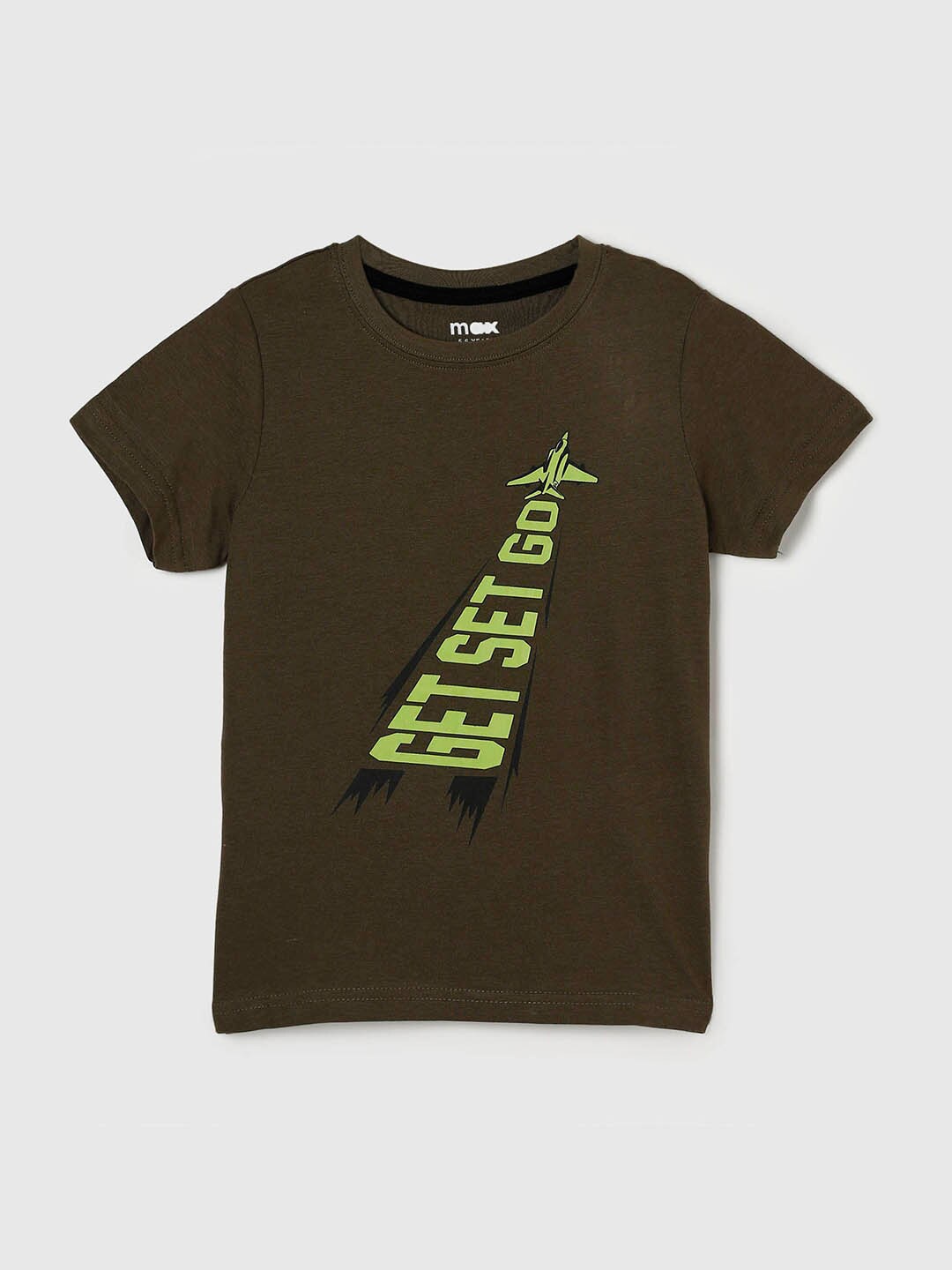 

max Boys Green Printed T-shirt