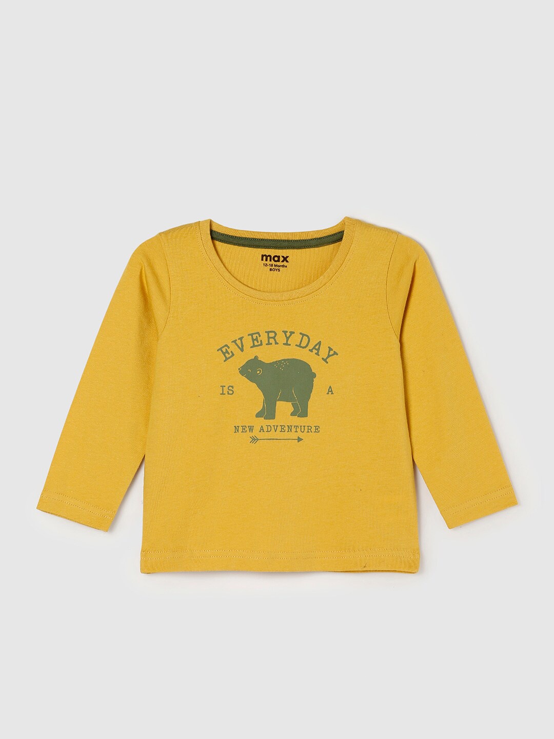 

max Boys Yellow Typography Printed Cotton T-shirt