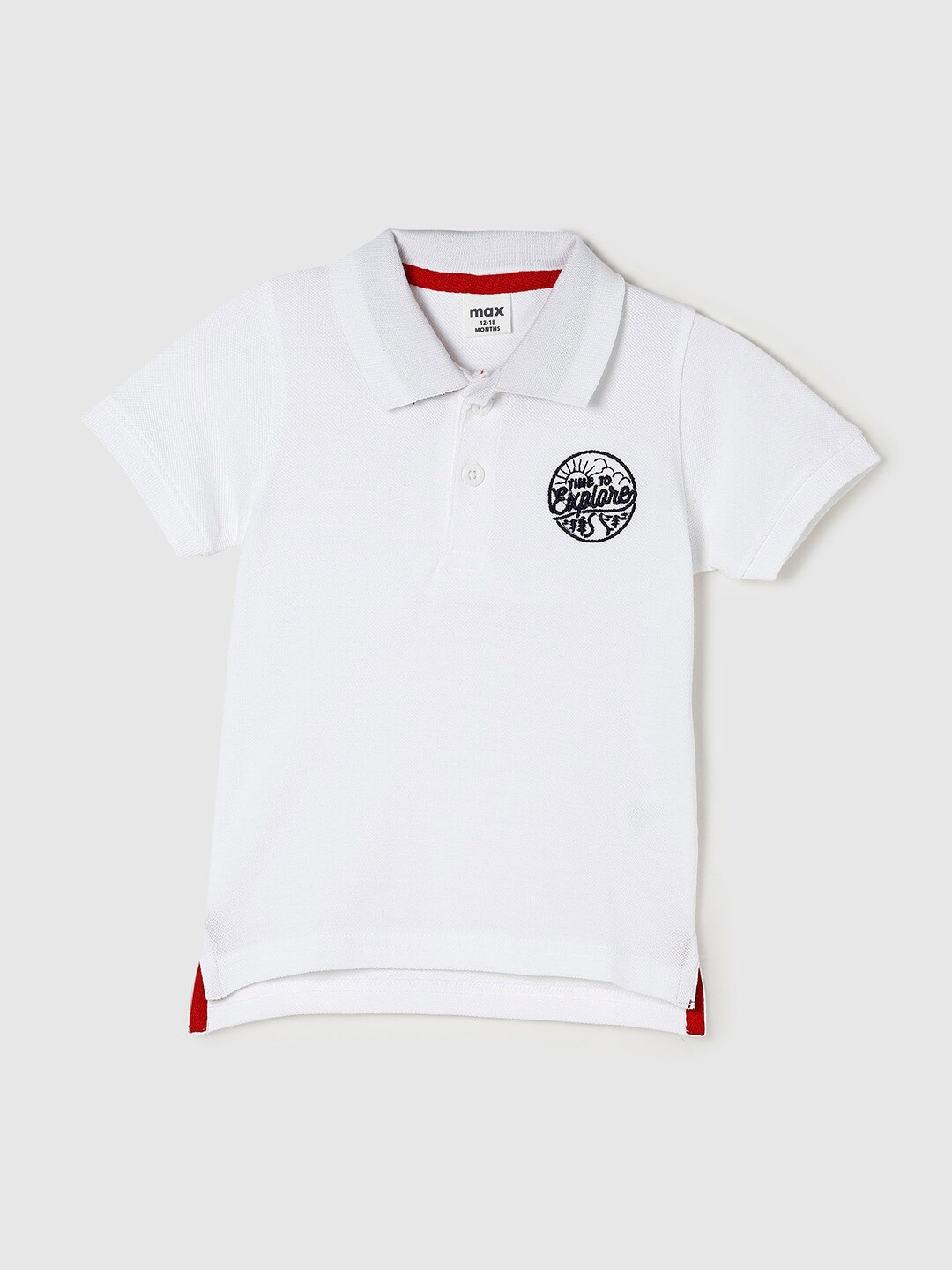 

max Infant Boys White Polo Collar Cotton T-shirt