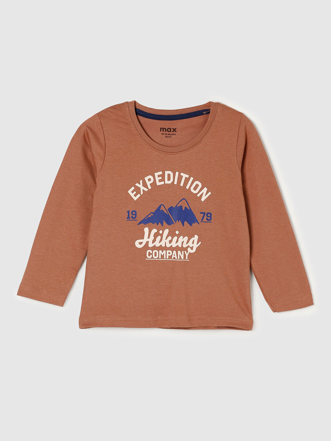 

max Boys Rust Typography Printed T-shirt