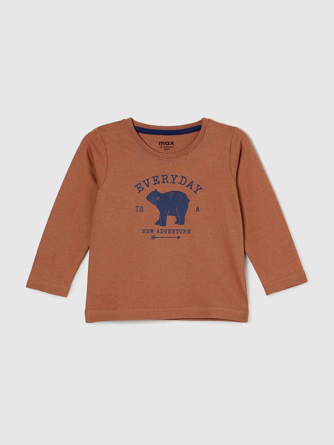

max Boys Rust Typography Printed T-shirt