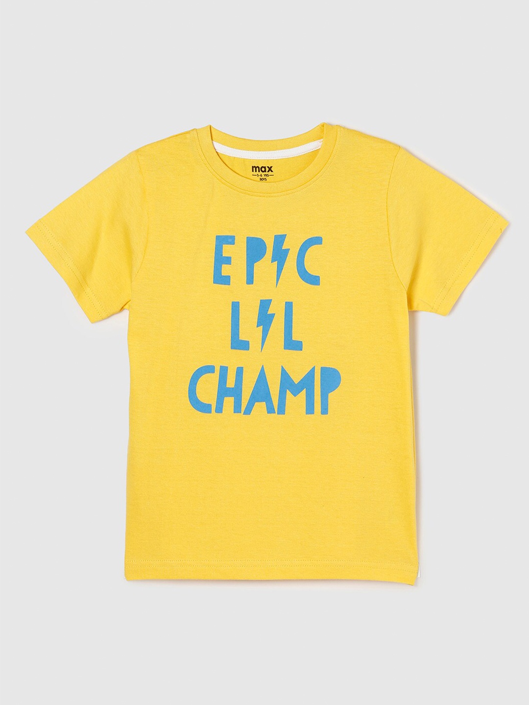 

max Boys Yellow Typography Printed T-shirt