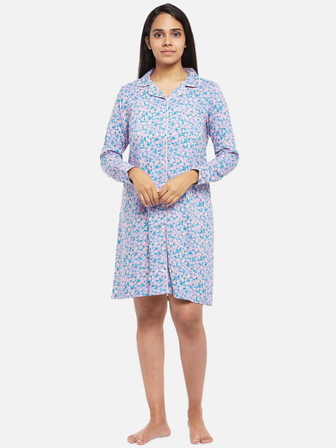 

People Women Lavender Printed Nightdress