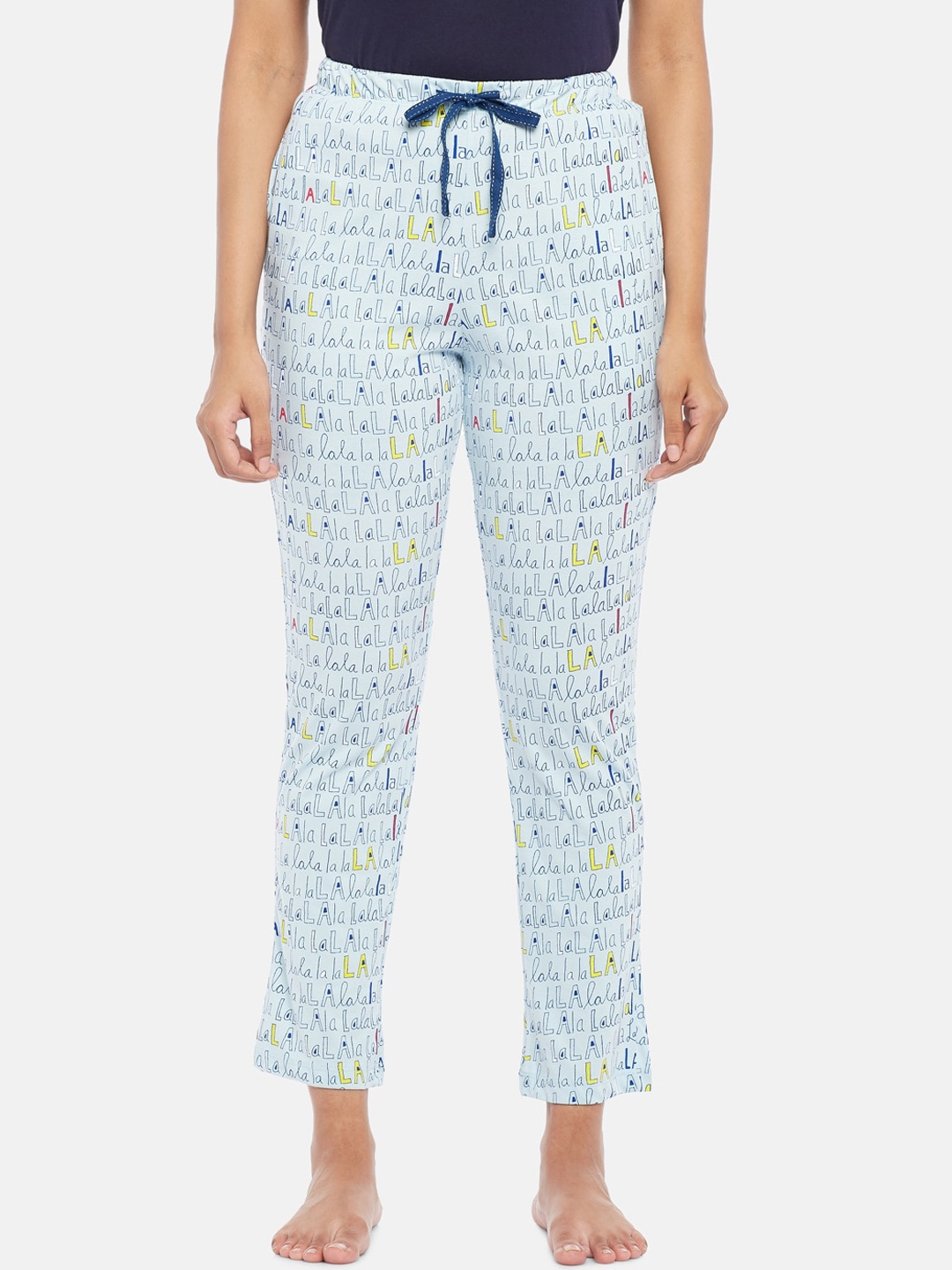 

Dreamz by Pantaloons Women Printed Straight Lounge Pants, Blue