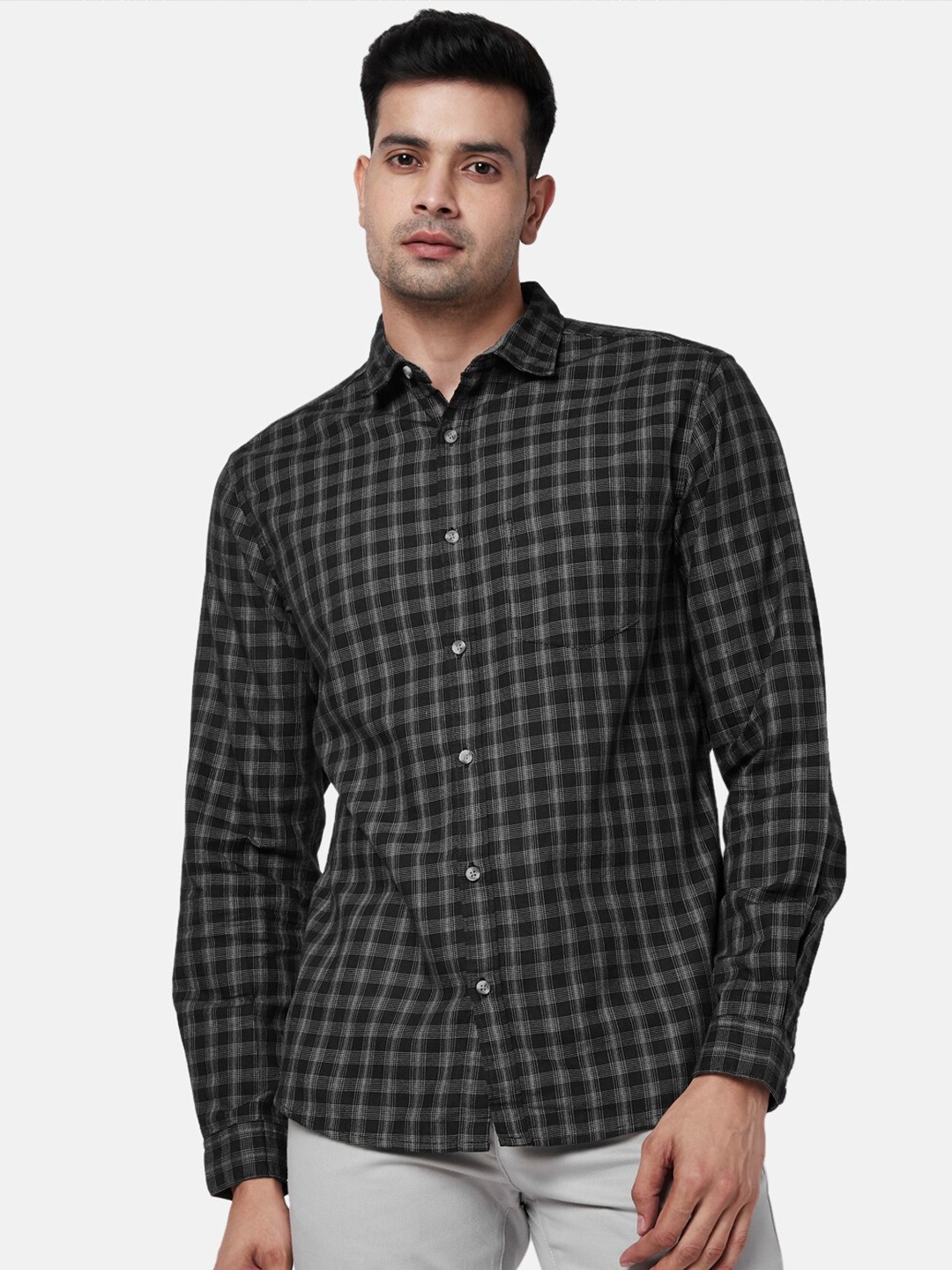 

BYFORD by Pantaloons Men Black Slim Fit Cotton Casual Shirt