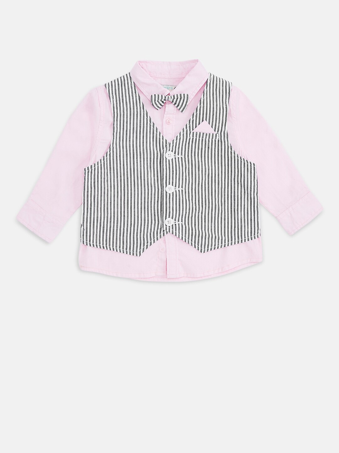 

Pantaloons Baby Boys Pink Striped Cotton Casual Shirt