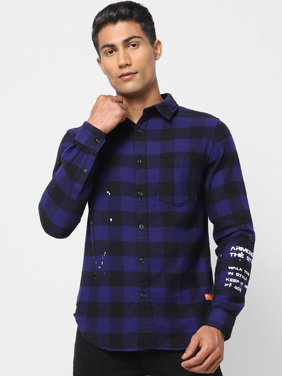 

Street Armor by Pantaloons Men Blue & Black Buffalo Checks Checked Casual Shirt