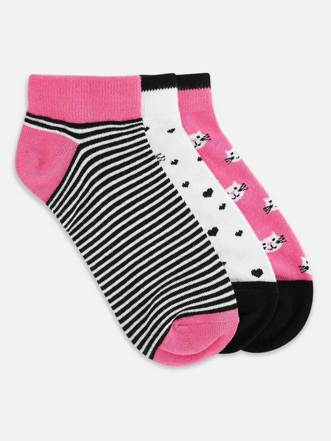 

Honey by Pantaloons Women Pack Of 3 Printed Ankle Length Socks, Pink