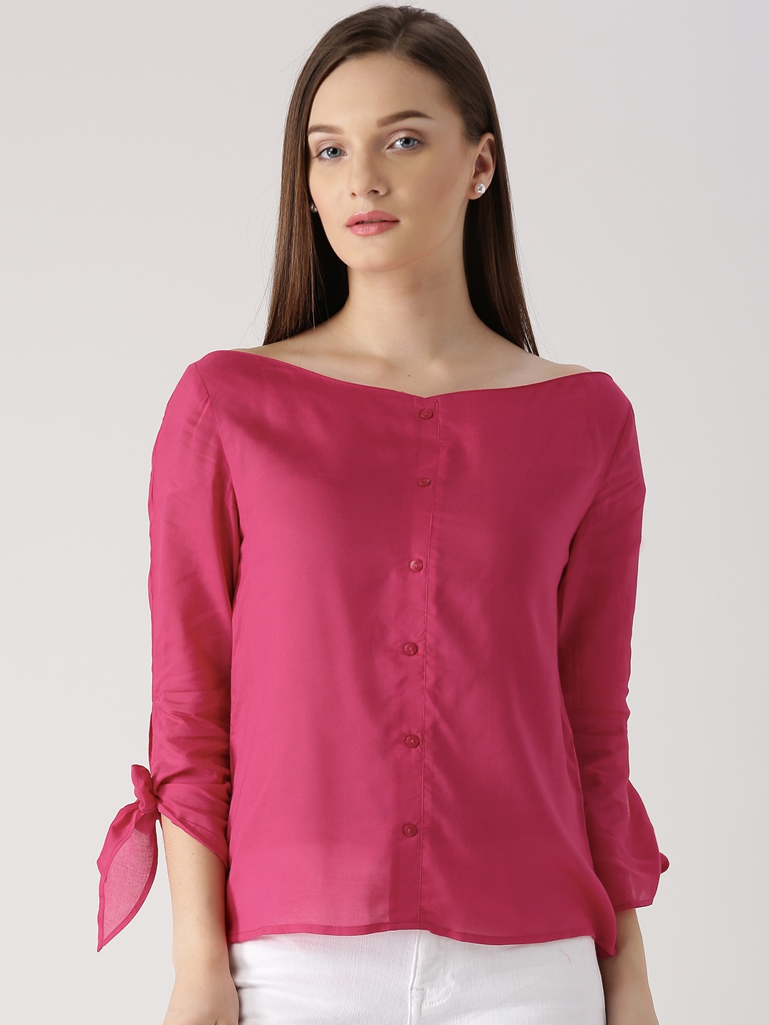 

Marie Claire Women Pink Solid Top