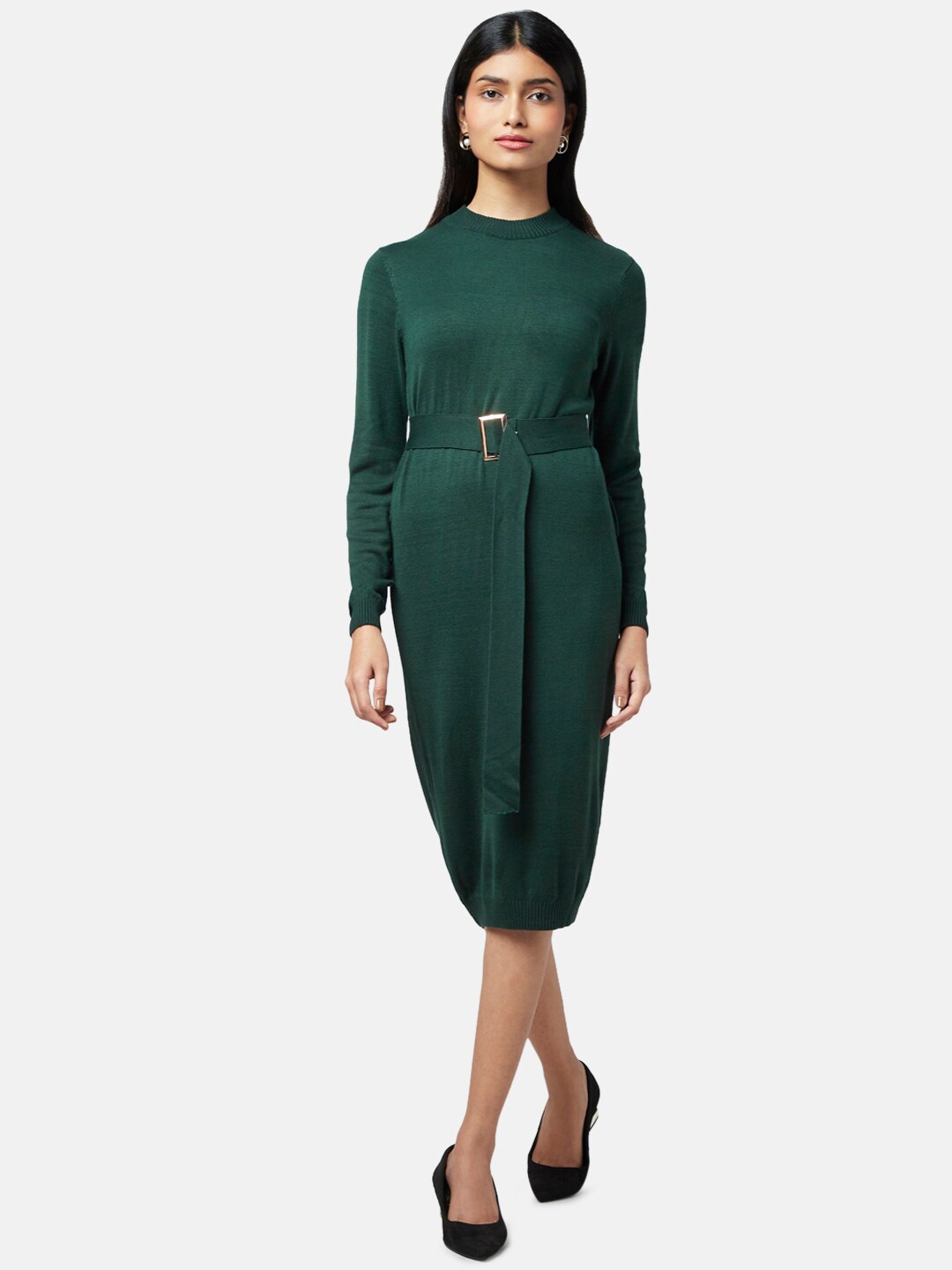 

Annabelle by Pantaloons Women Green Self Design Sweater Dress