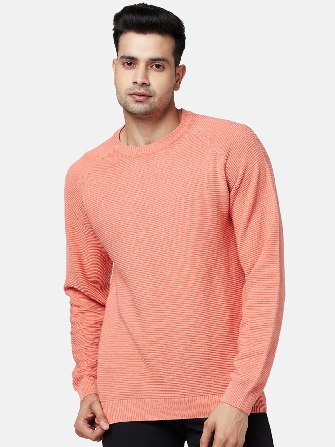 

BYFORD by Pantaloons Men Coral Self Design Pullover