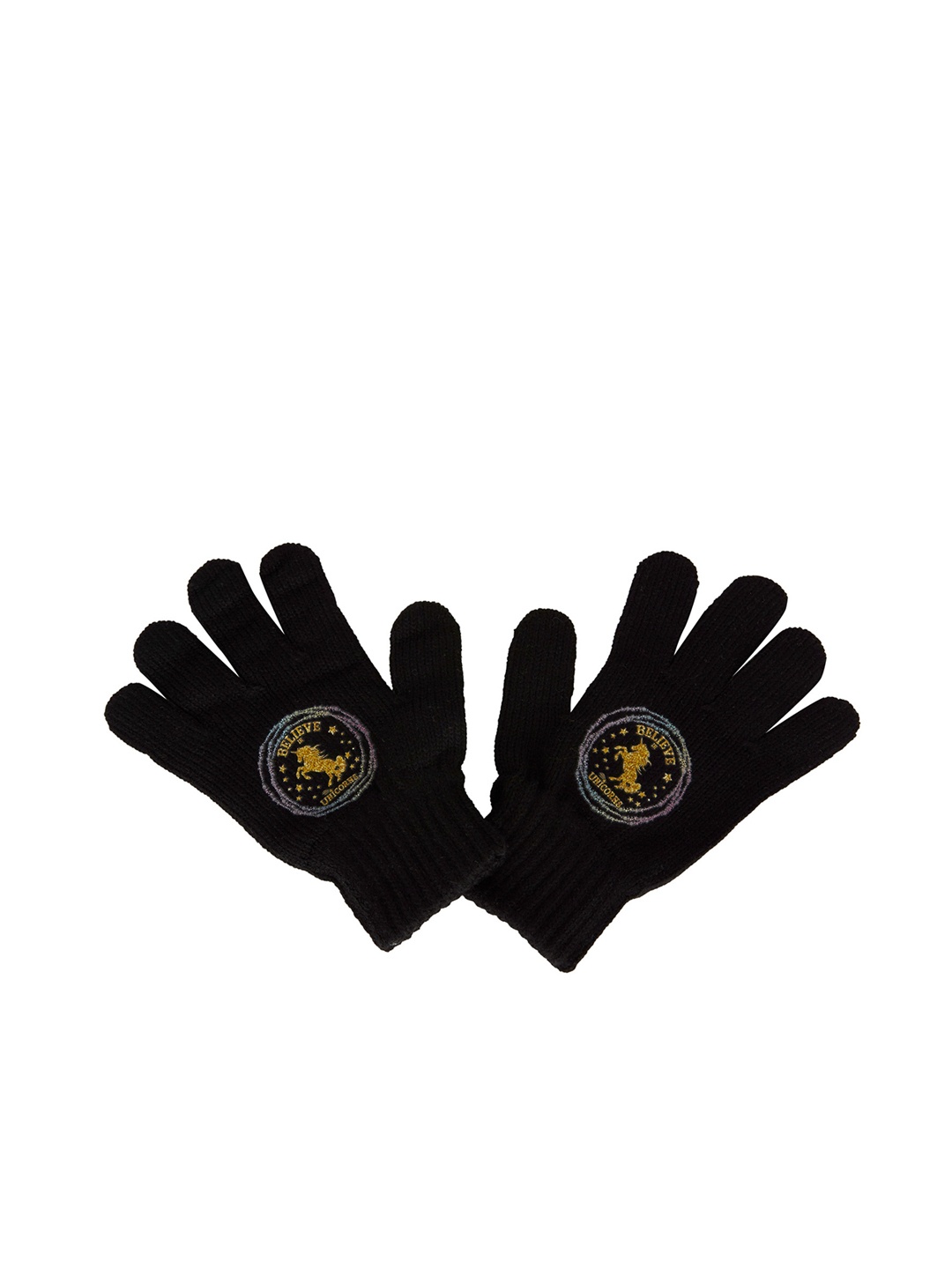 

DeFacto Girls Black Printed Winter Hand Gloves