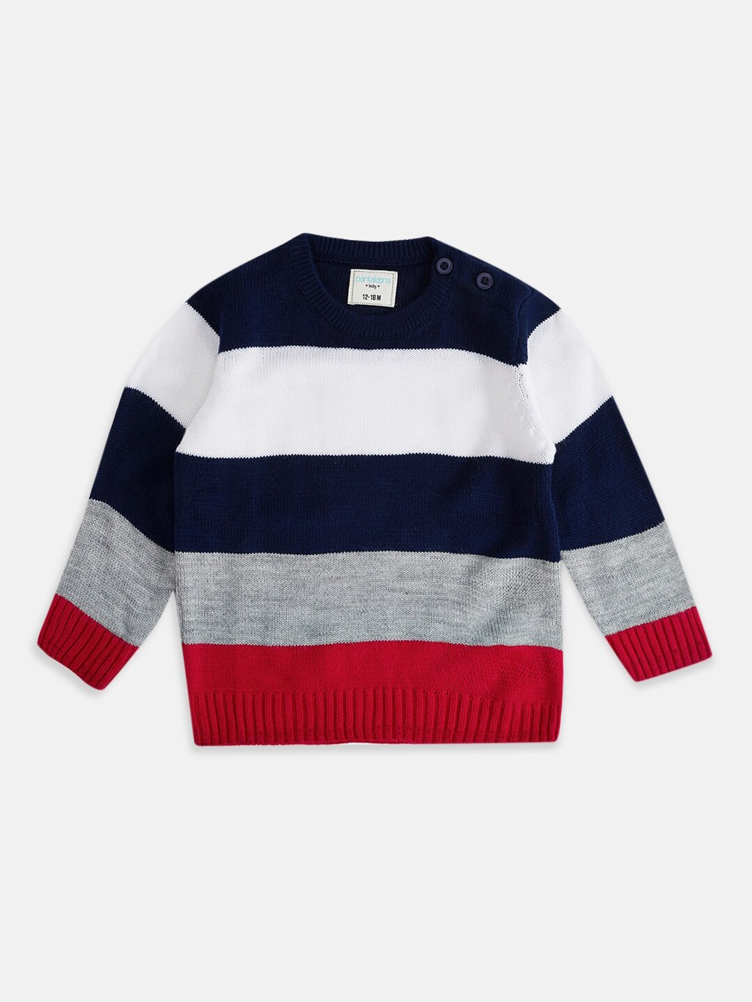 

Pantaloons Baby Boys Red & White Striped Cotton Pullover