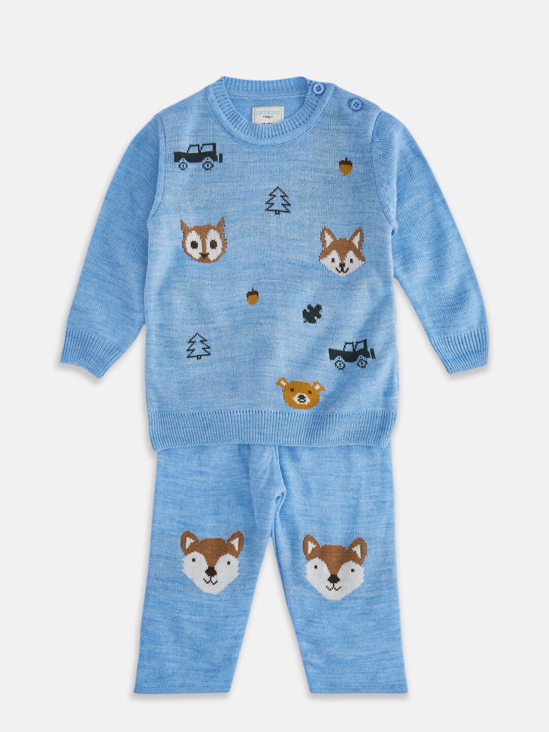 

Pantaloons Baby Boys Printed T-shirt with Trousers, Blue