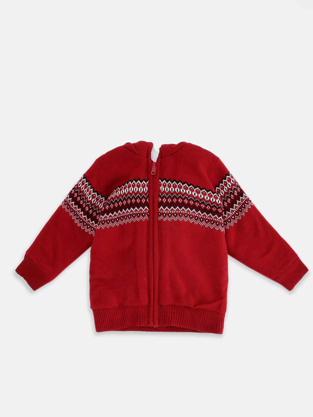 

Pantaloons Baby Boys Red & White Self Design Acrylic Cardigan