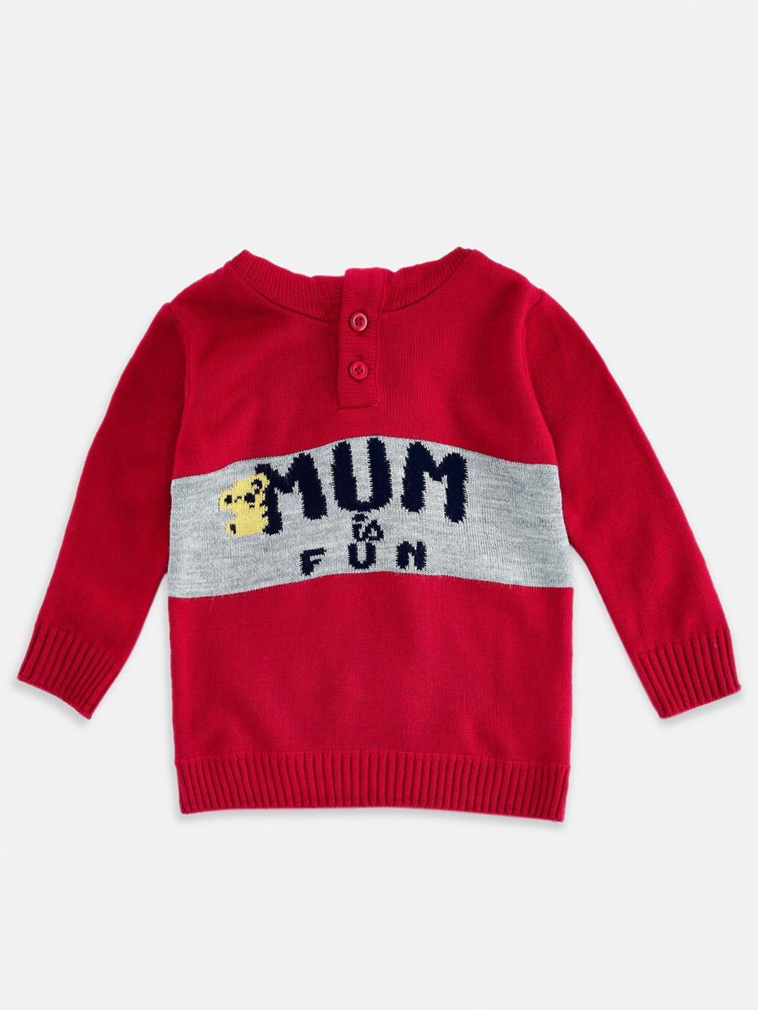 

Pantaloons Baby Boys Red & Black Typography Printed Pullover