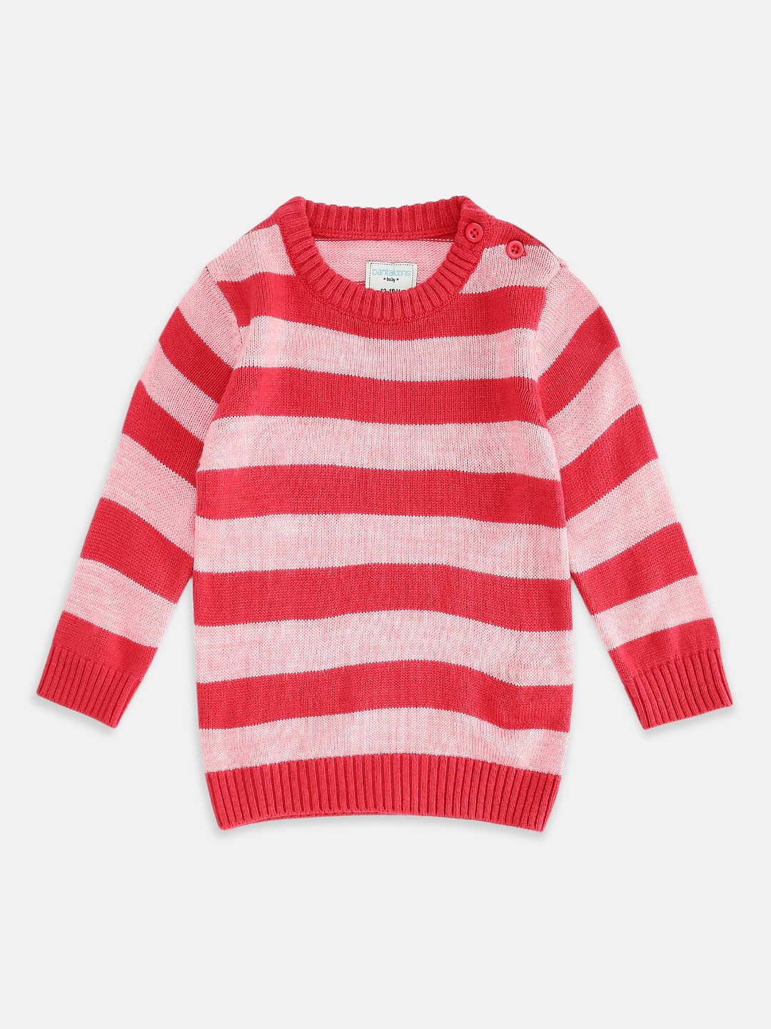 

Pantaloons Baby Girls Pink & White Striped Pullover