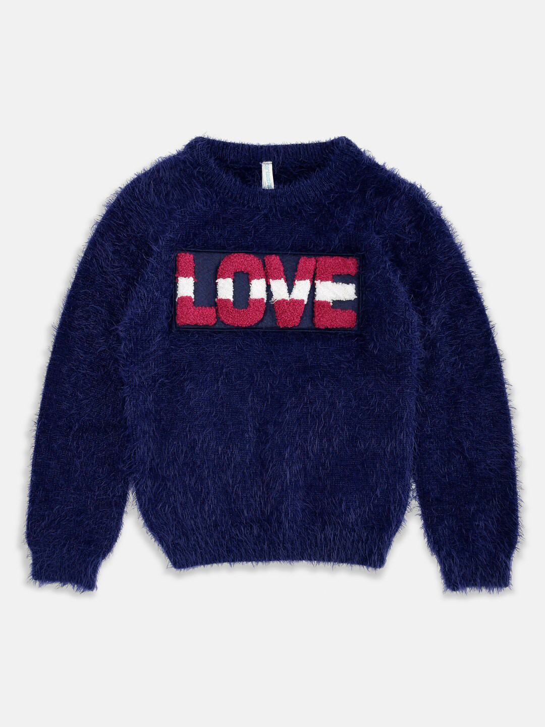 

Pantaloons Junior Girls Navy Blue & Red Typography Pullover