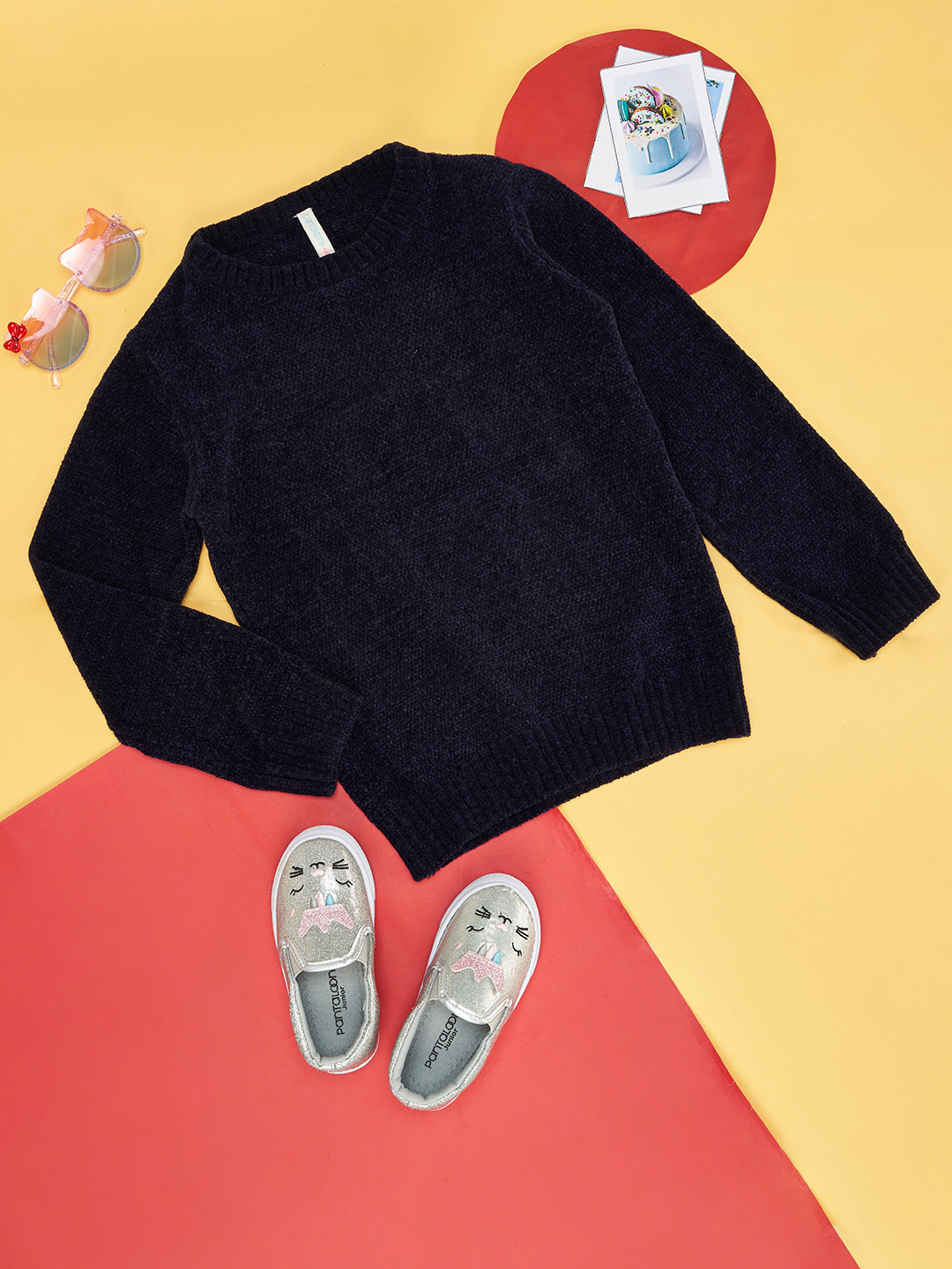 

Pantaloons Junior Girls Navy Blue Solid Pullover