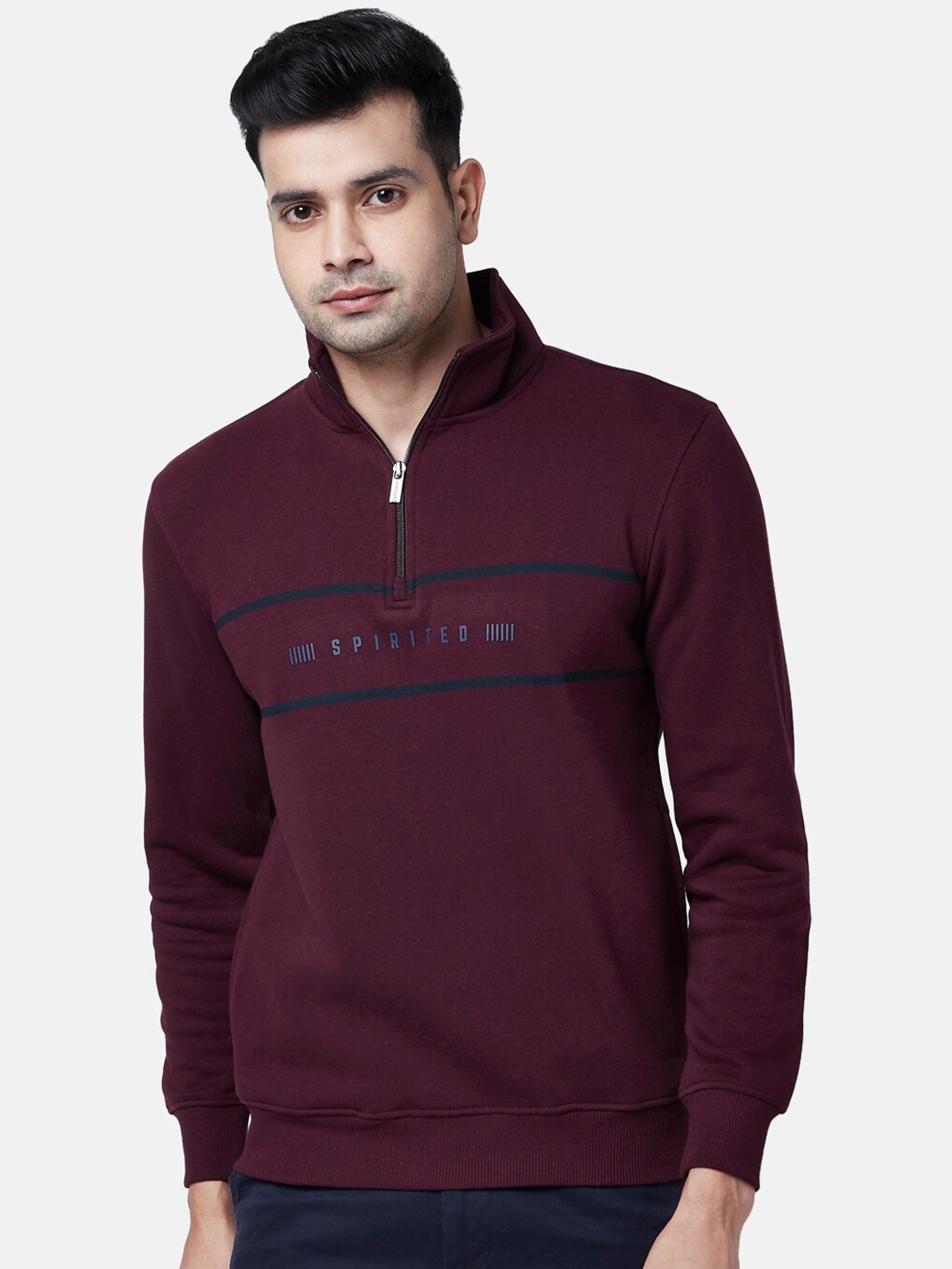 

BYFORD by Pantaloons Men Purple Solid Sweatshirt