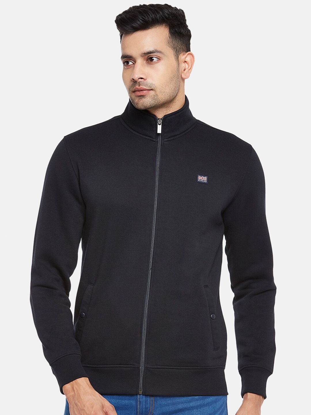 

BYFORD by Pantaloons Men Navy Blue Solid Cotton Sweatshirt