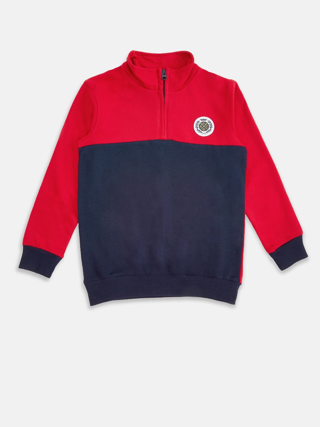 

Pantaloons Junior Boys Orange & Navy Blue Colourblocked Sweatshirt