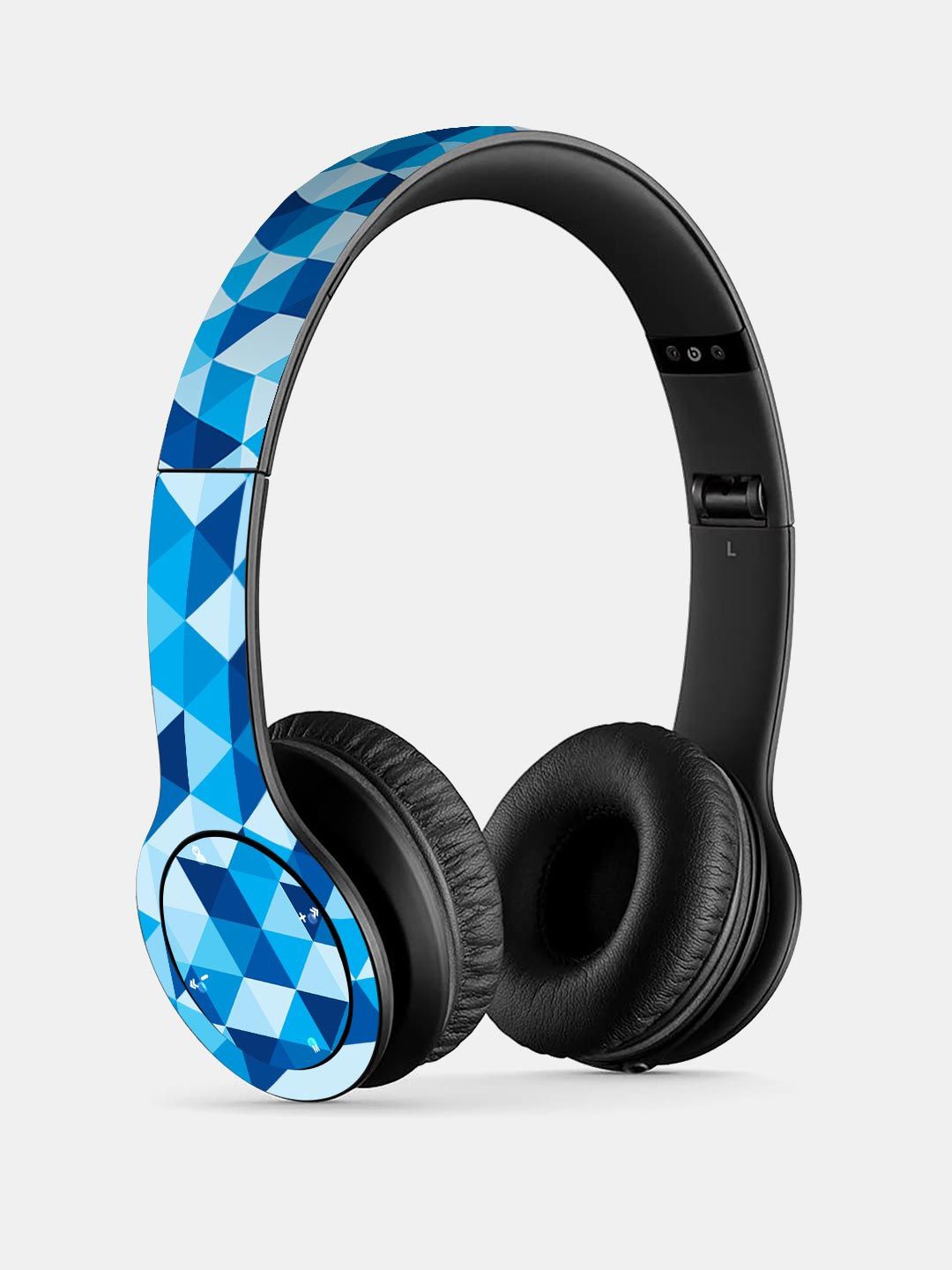 

macmerise Blue Printed Triangles P47 Bluetooth Wireless On-Ear Headphones with Mic